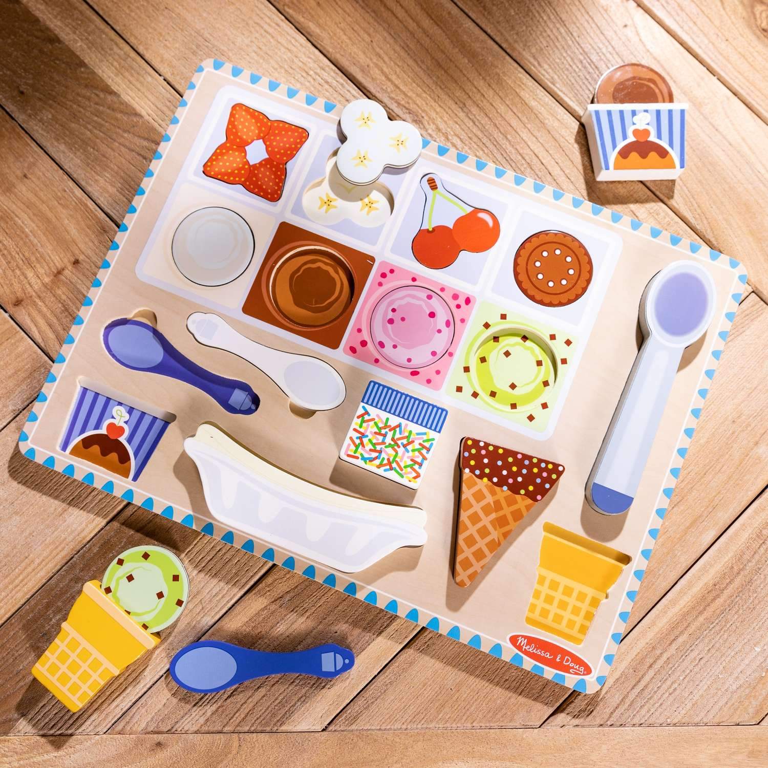 Melissa &amp; Doug Magnetic Ice Cream Puslespil og trælegesæt