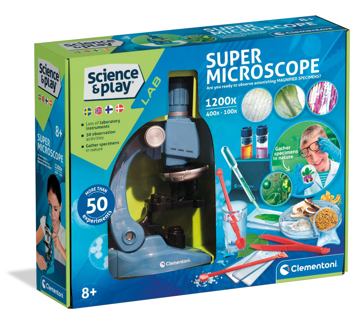 Mikroskop för barn, 1200x förstoring, 50 experiment