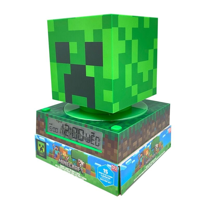 Minecraft 3D-lampa med väckarklocka och LED-ljus
