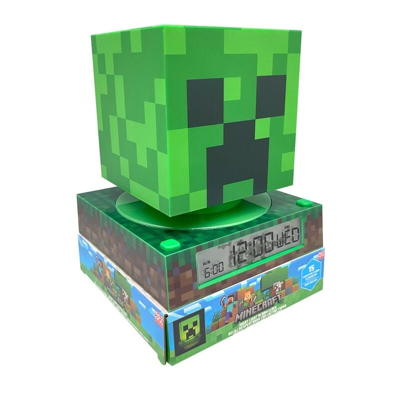 Minecraft 3D-lampa med väckarklocka och LED-ljus