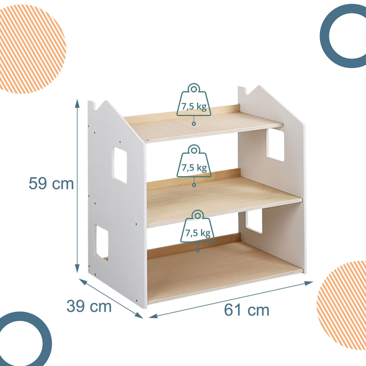 Montessori barnbokhylla, husformad hylla, MDF