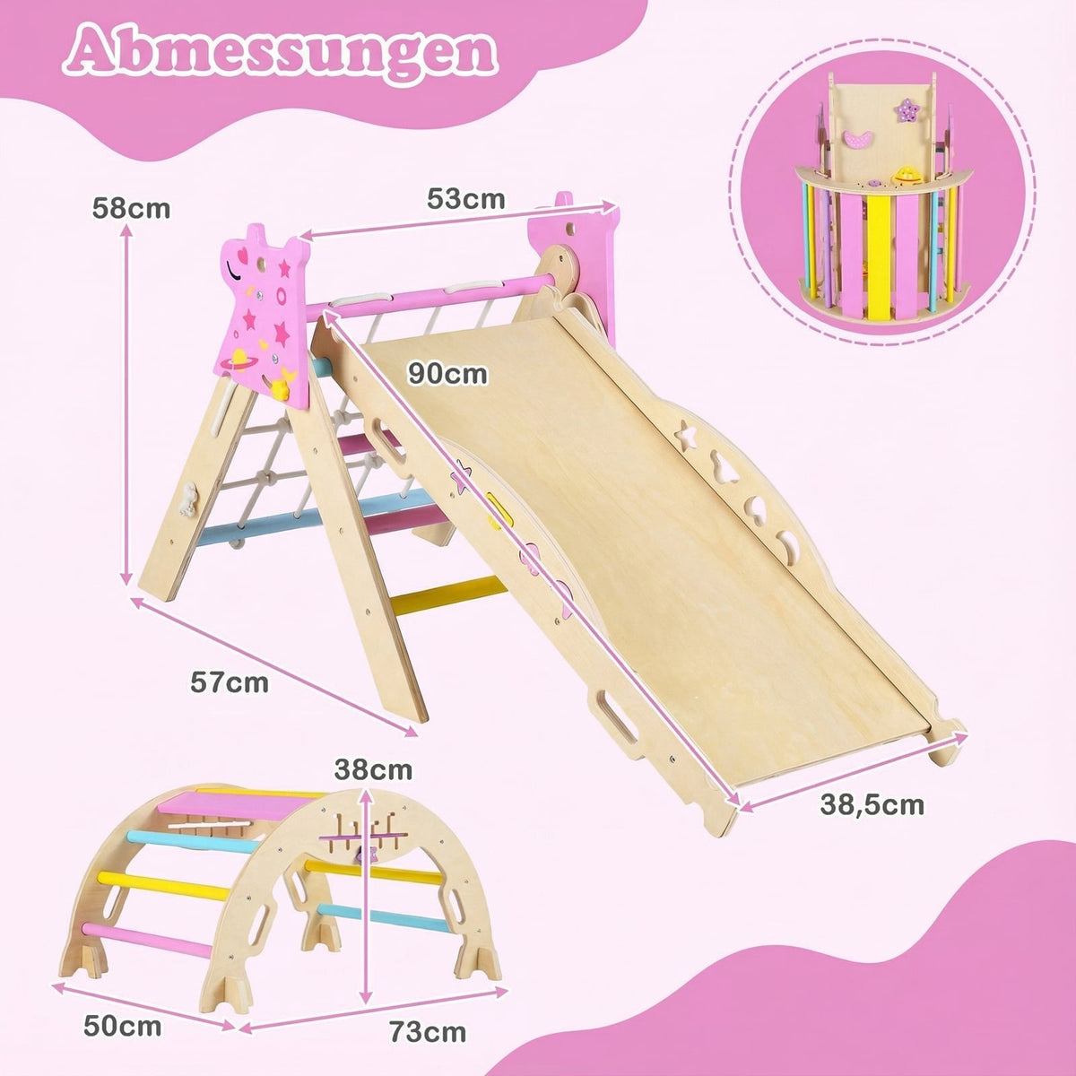 Montessori träklättringsset med triangel och ramp