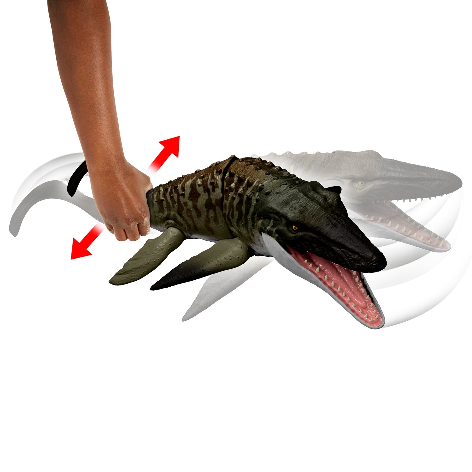 Mosasaurus dinosaurieleksak, rörliga käkar, 45 cm