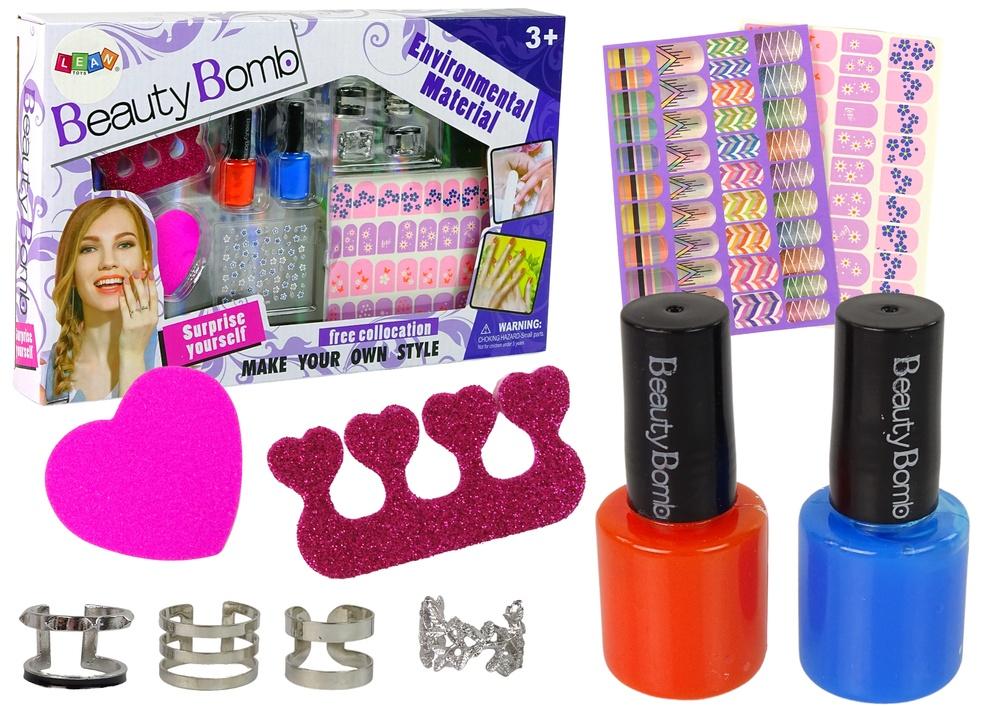 Nail Art Kit til børn: Lakker, glitterklistermærker og ringe