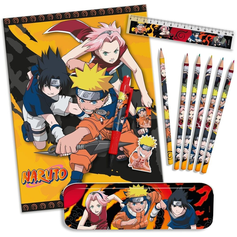 Naruto Shippuden brevpappersset med anteckningsbok, pennor och klistermärken