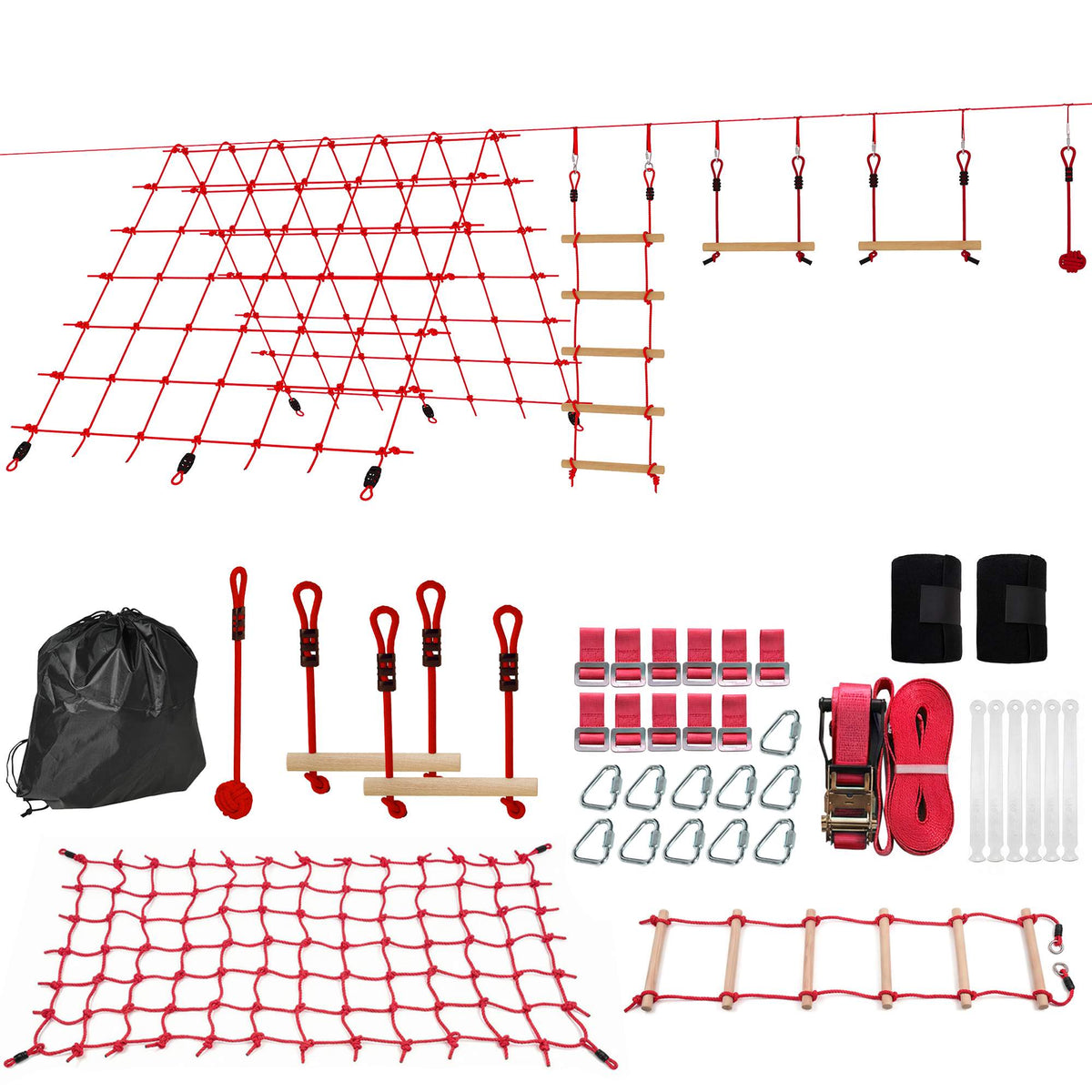 Ninja Slackline-set för barn, 150x300 cm klätternät