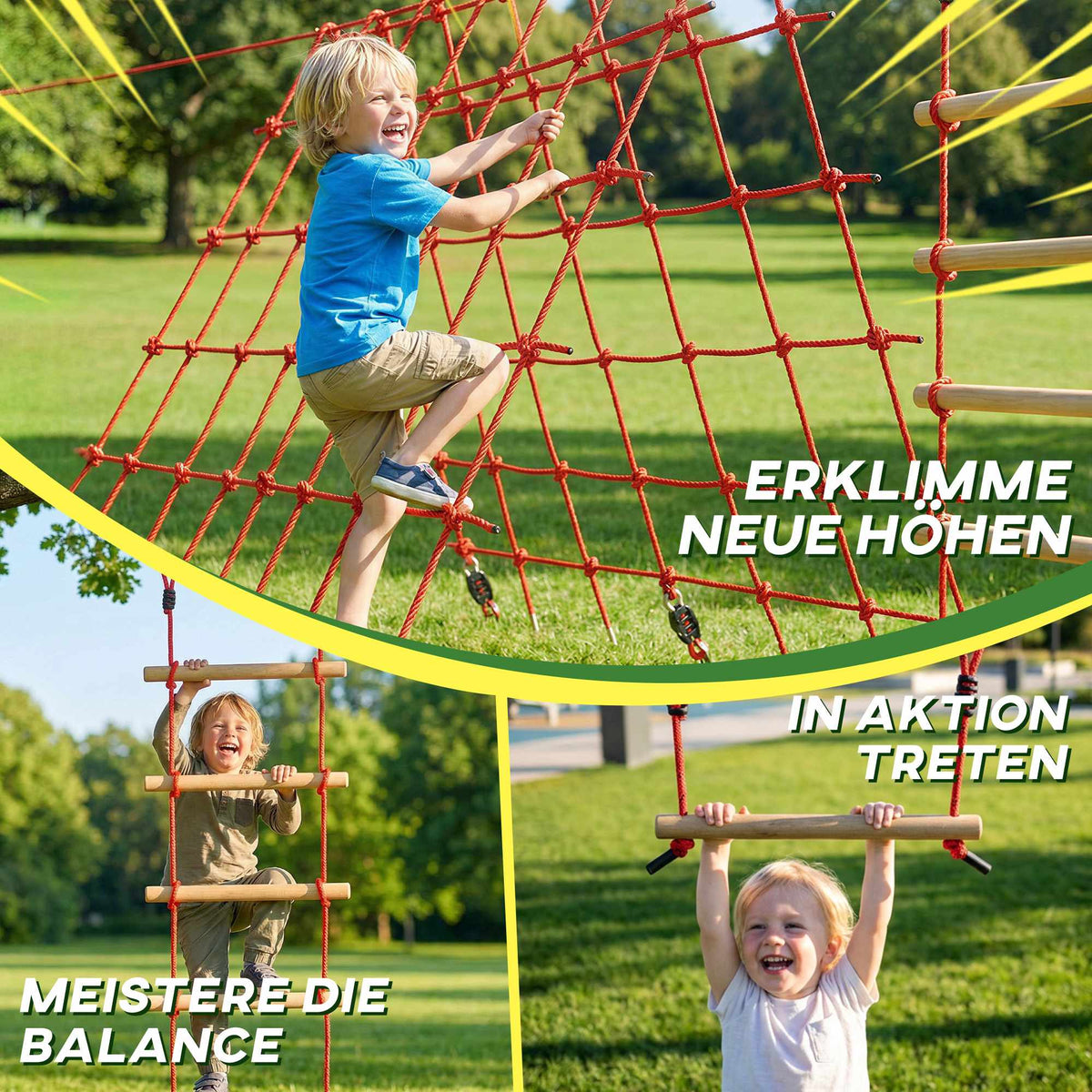 Ninja Slackline-set för barn, 150x300 cm klätternät