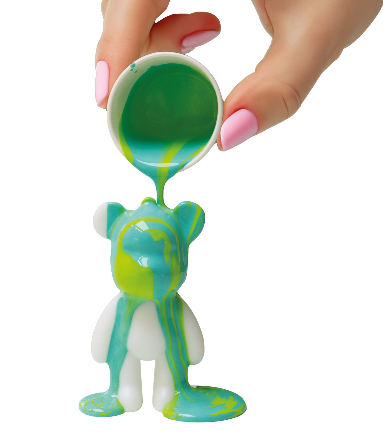 Nyckelringssats i marmor, björnformad, 6 delar, inkluderar färger