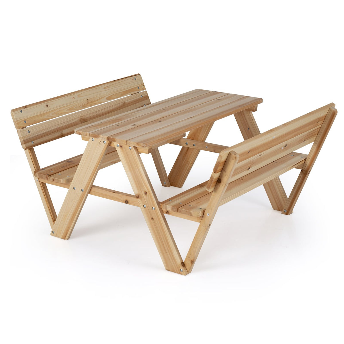 Picknickbordsset för barn med bänkar, massivt trä