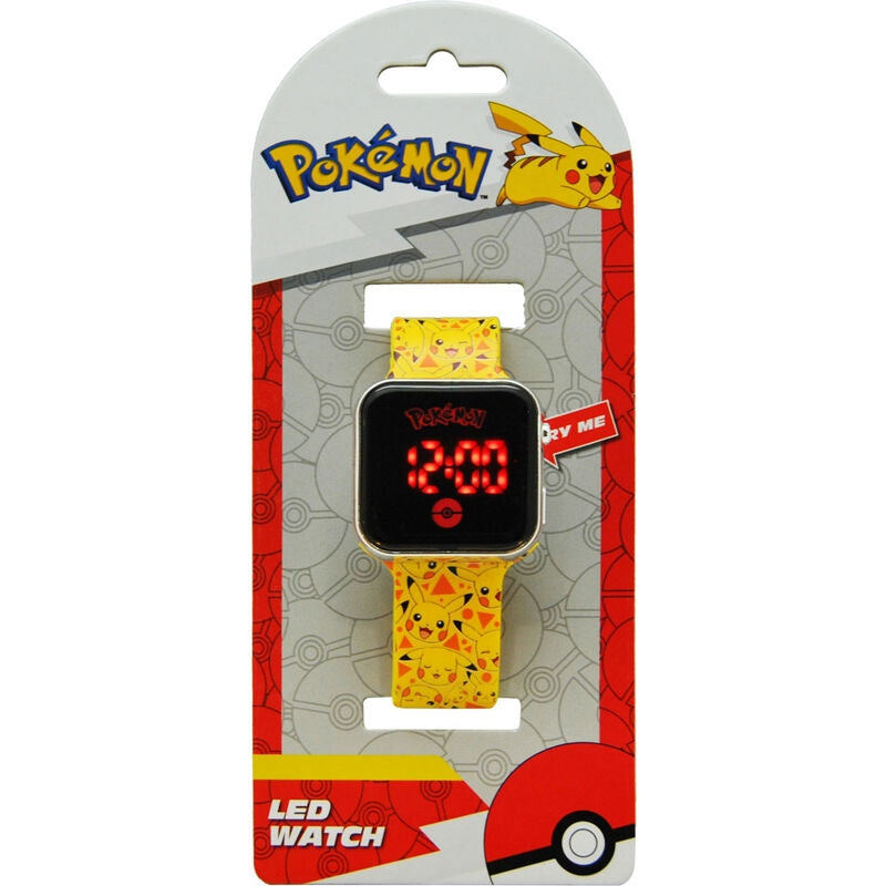 Pikachu LED-klocka för barn, justerbar rem, batteri ingår