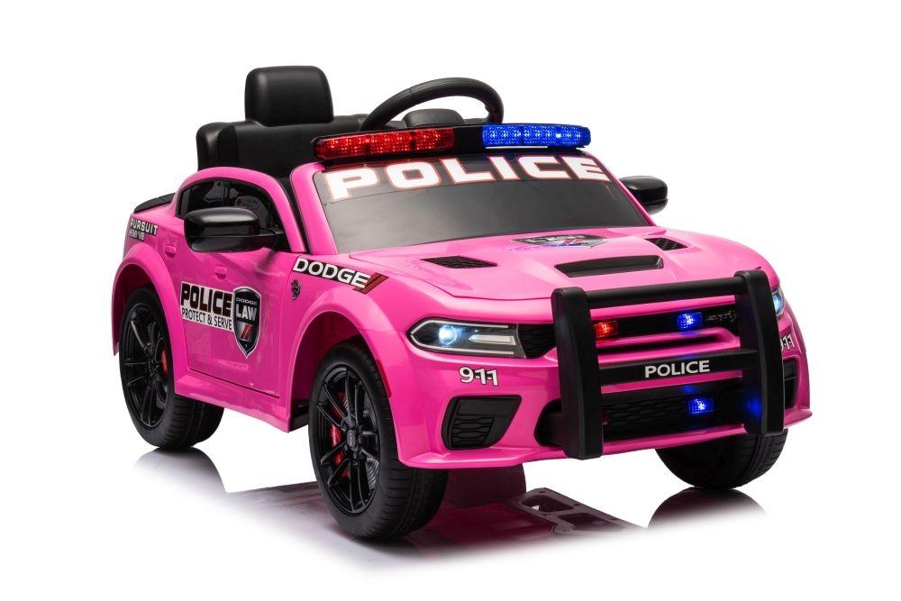 Pink Dodge Charger Police Battery Car - 107,5cm x 56,5cm