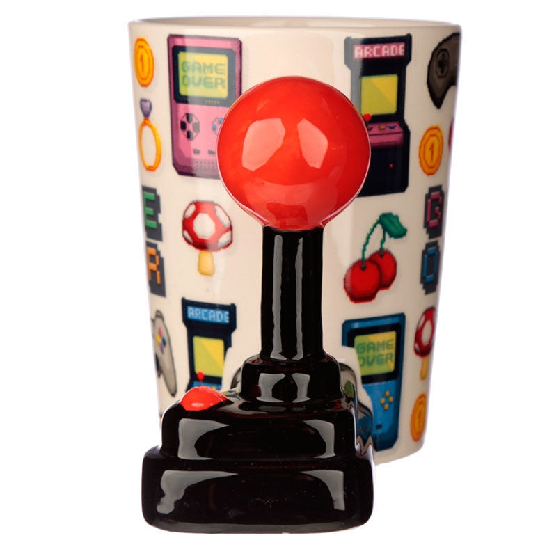 Pixel Handle Mug för spel, Joystick Design, 11 oz