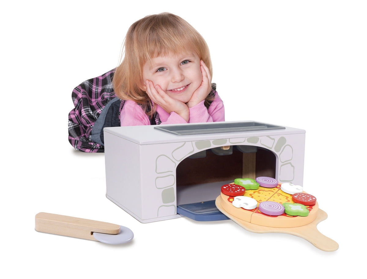 Pizzaugn i trä + kökstillbehör Ecotoy