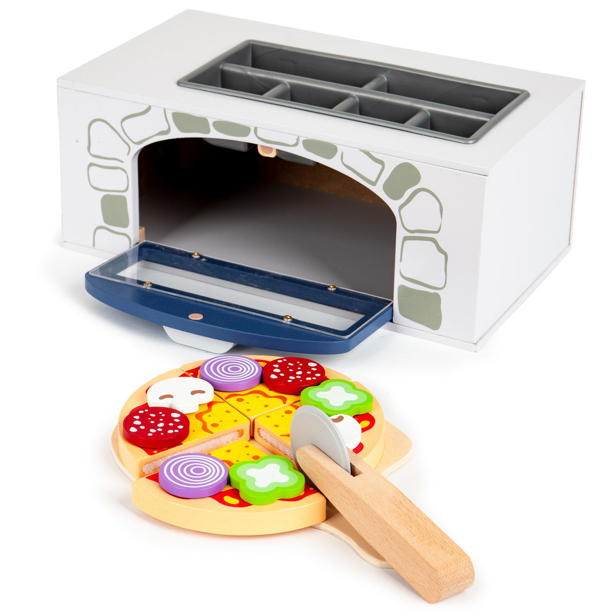 Pizzaugn i trä + kökstillbehör Ecotoy