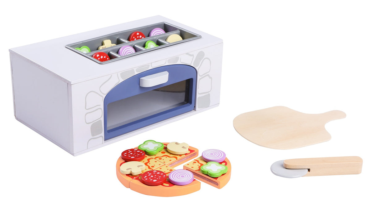Pizzaugn i trä + kökstillbehör Ecotoy