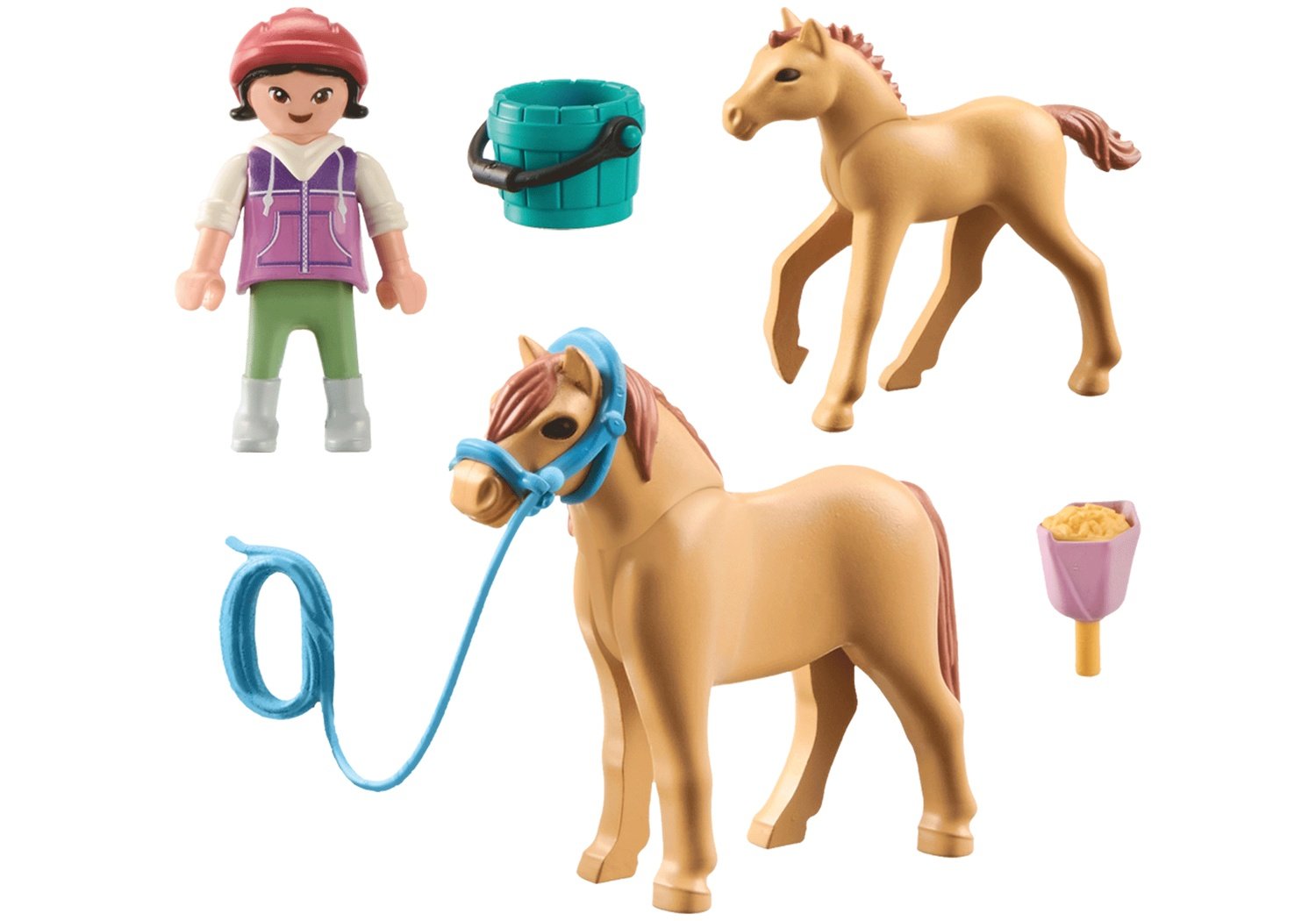 Playmobil hästar av vattenfallsbarn med ponny och föl  71498