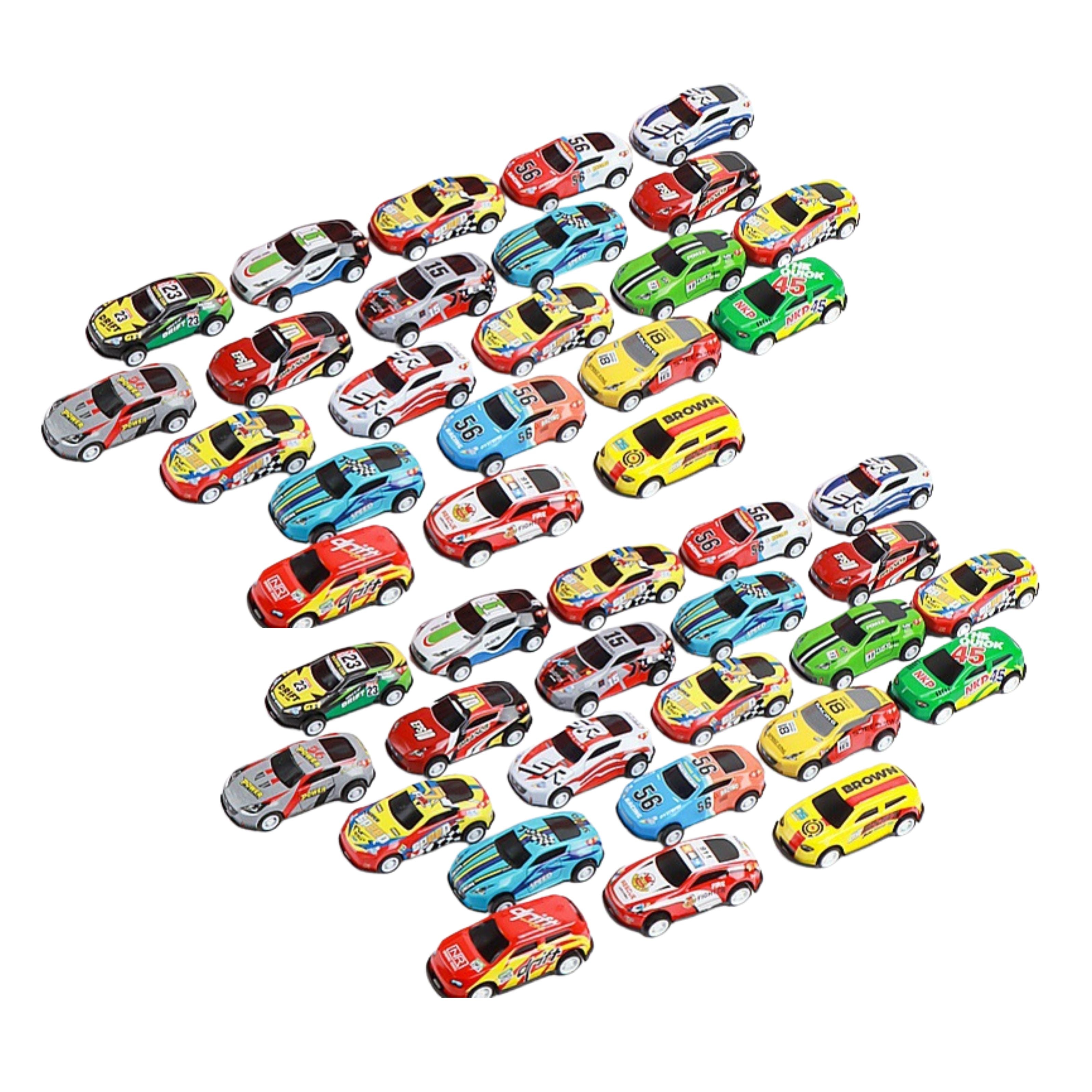 Pull-Back leksaksbilar i behållare, 48 delar