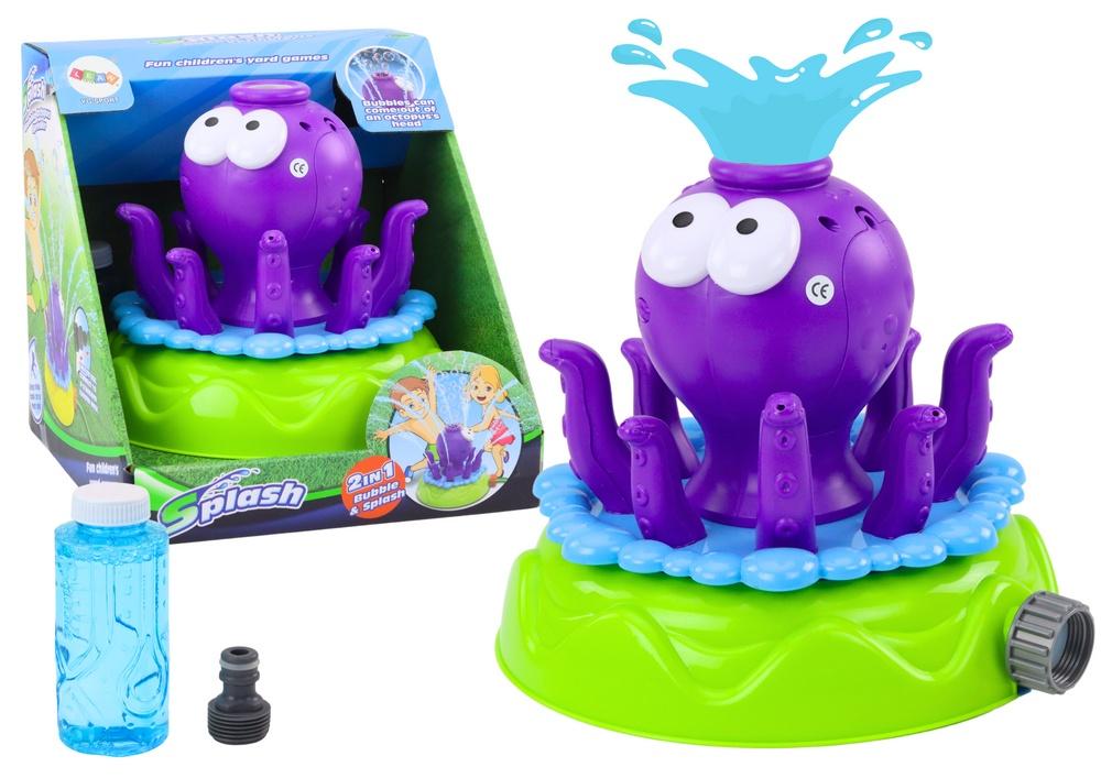 Purple Octopus Sprinkler: Vannmoro og såpebobler for barn