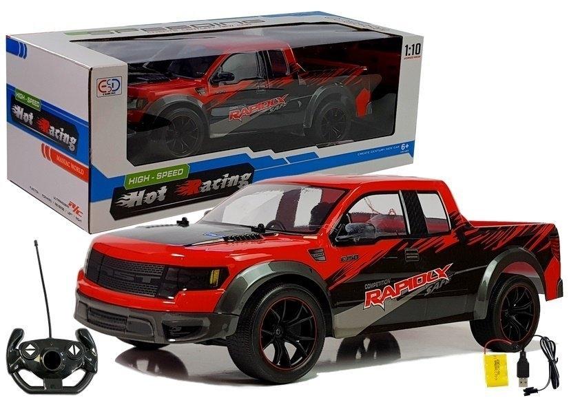 R/C 1:10 Röd Pick-Up Car - High-Speed Off-Road Adventure