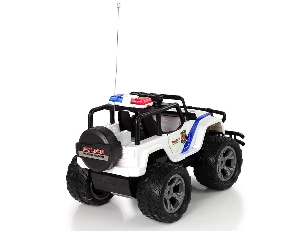 R/C polisjeep med ljus, öppningsbara dörrar och 27 MHz kontroll