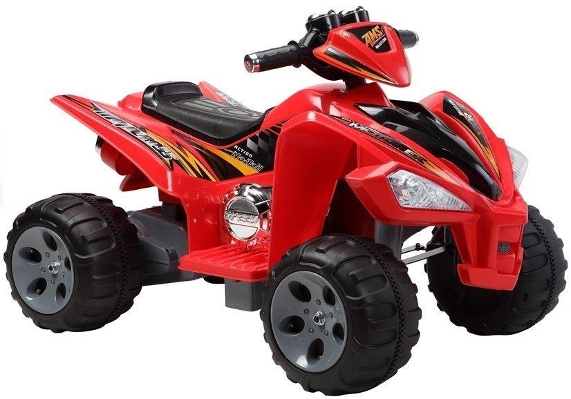 Rød el-quad bike: 12V, 2x45W motorer, fjernbetjening, CE-certifikat.