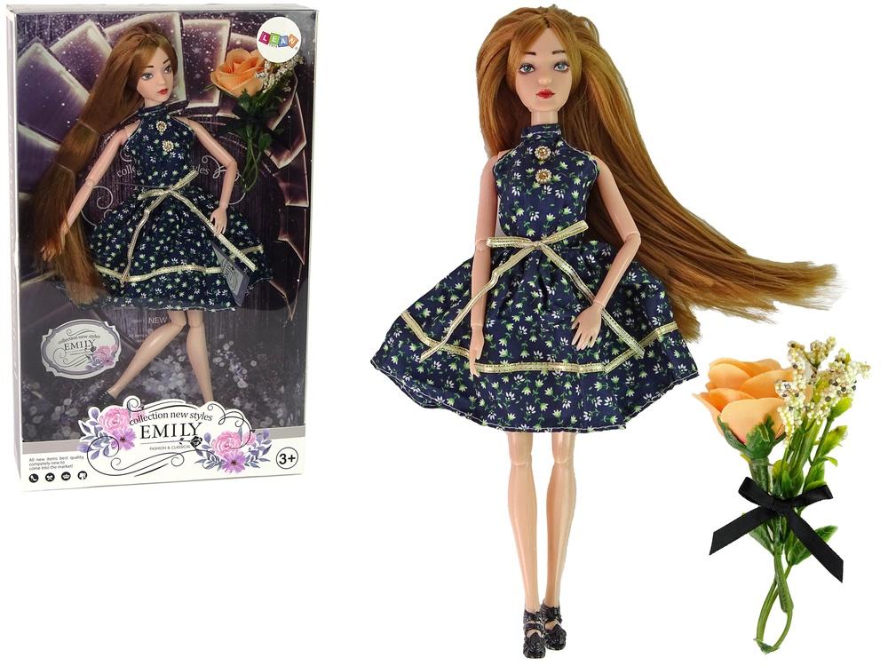 Rödhårig Emily Doll: Modevisning med blommig klänning och klackar