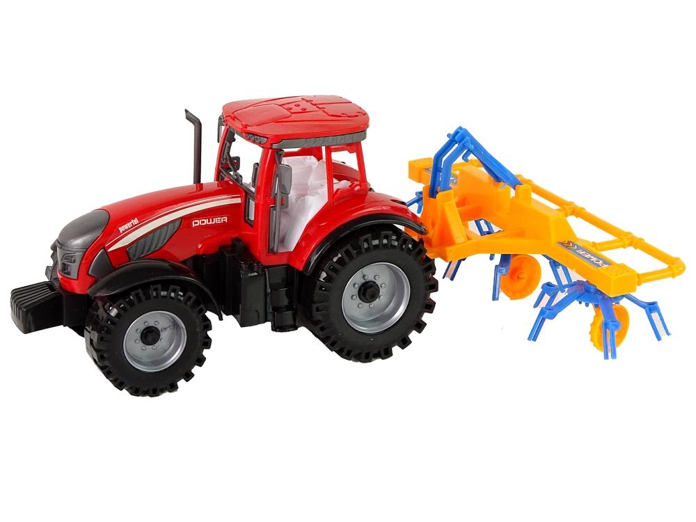 Red Tractor with Rake: Realistic Friction Drive Farm Fun