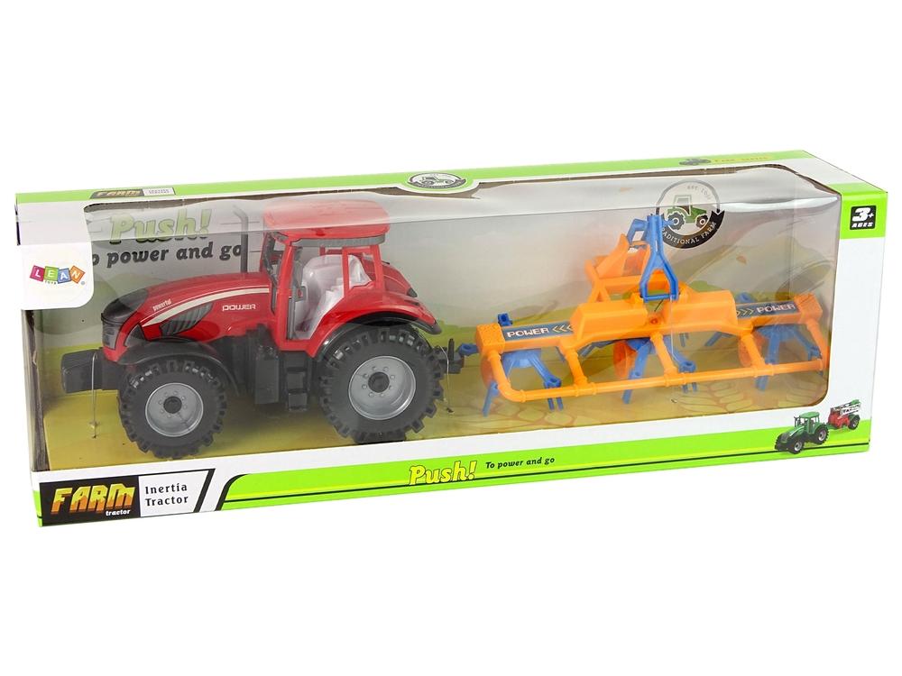 Red Tractor with Rake: Realistic Friction Drive Farm Fun