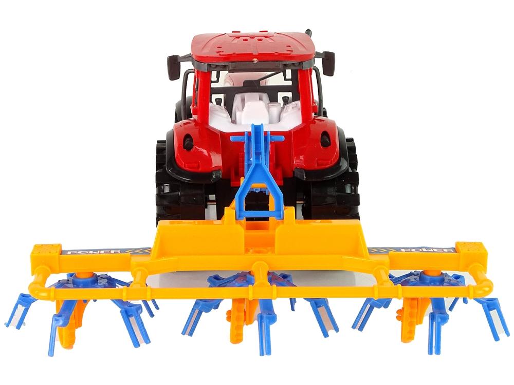 Red Tractor with Rake: Realistic Friction Drive Farm Fun