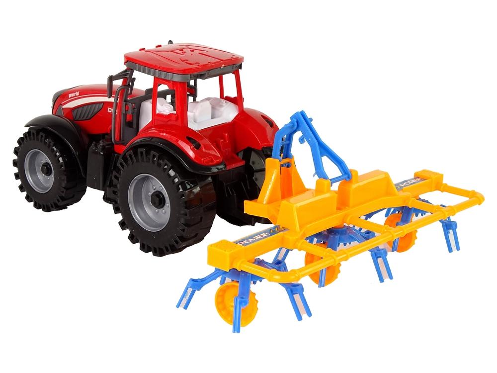 Red Tractor with Rake: Realistic Friction Drive Farm Fun