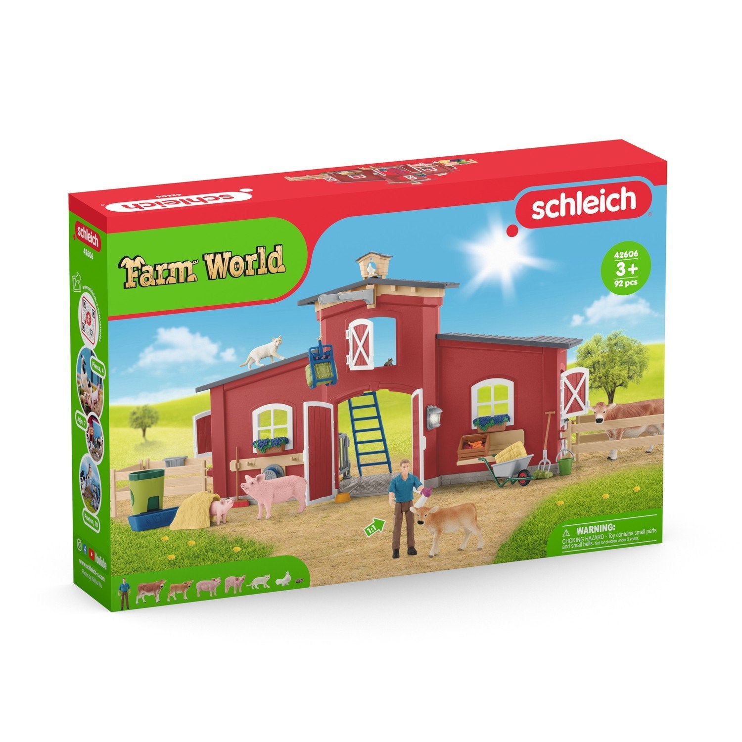 Schleich Farm World lekset Röd lada med djur