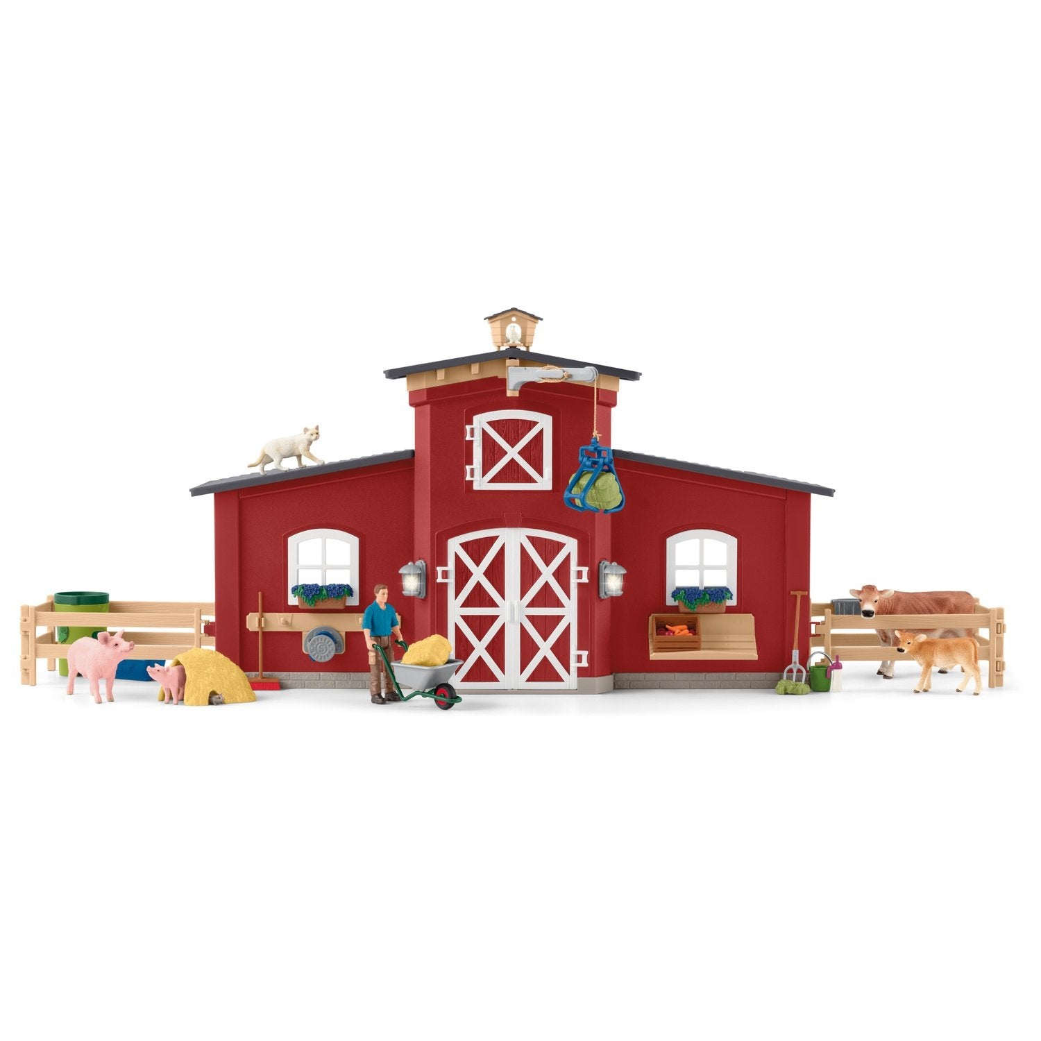 Schleich Farm World lekset Röd lada med djur