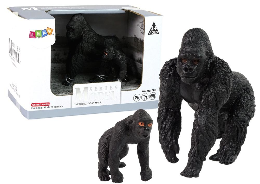 Sæt med 2 detaljerede gorillafigurer til børnenes zoologiske have