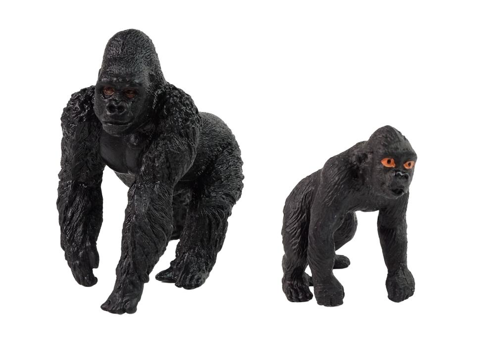 Sæt med 2 detaljerede gorillafigurer til børnenes zoologiske have