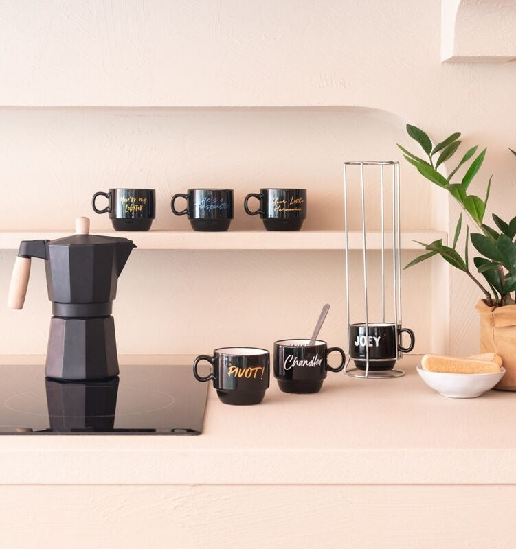 Set med 6 muggar, 150 ml kapacitet, keramiskt material