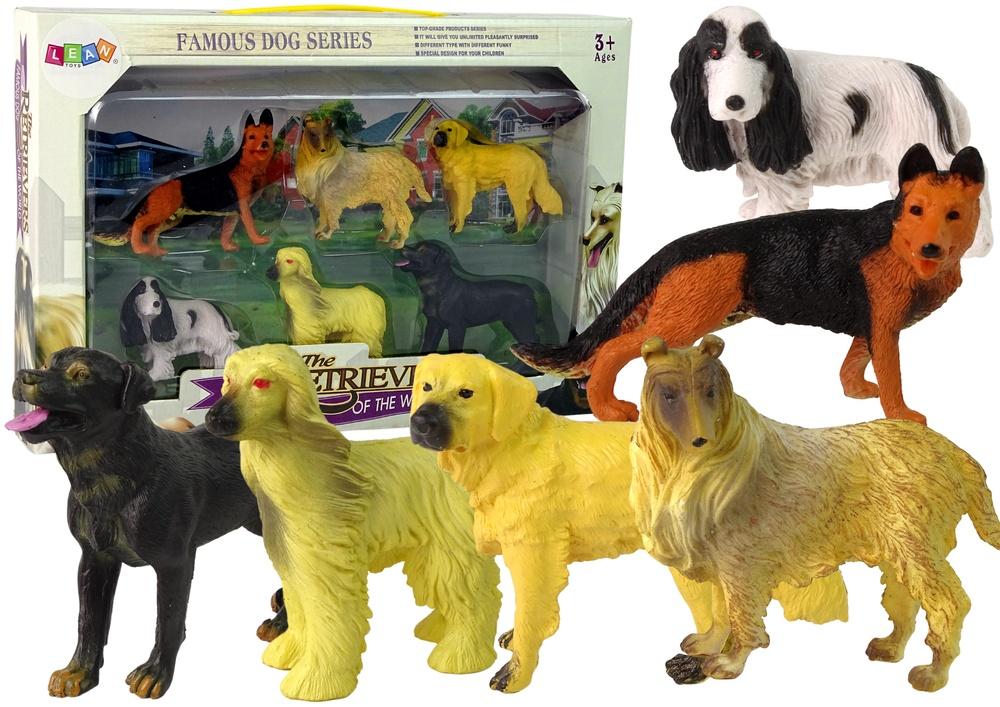 Set med 6 realistiska hundfigurer för barn - kända raser