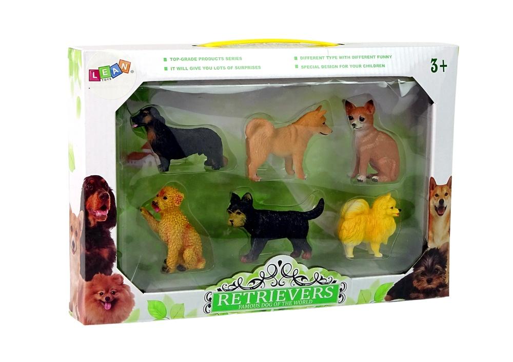 Sæt med 6 realistiske racehundefigurer til samlere