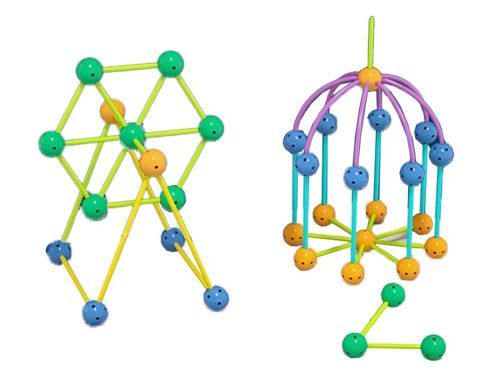 Set med geometriska tegelstenar i 142 delar: Kreativt och pedagogiskt roligt