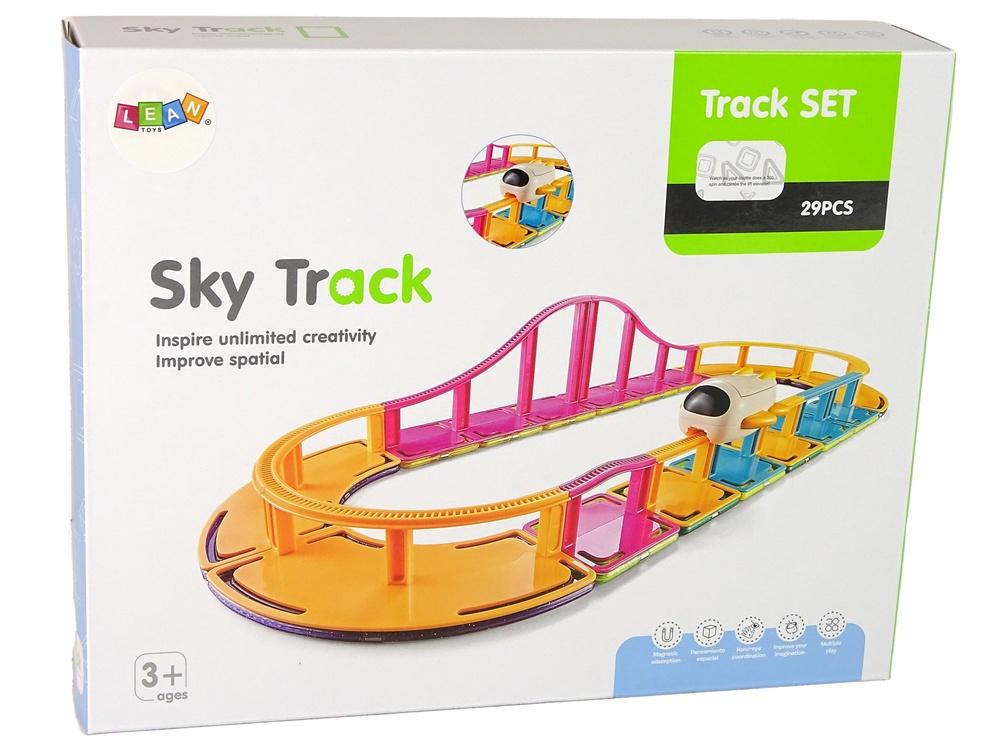 Sky Track magnetiska block: Bygg, tävla och lär - 29 stycken