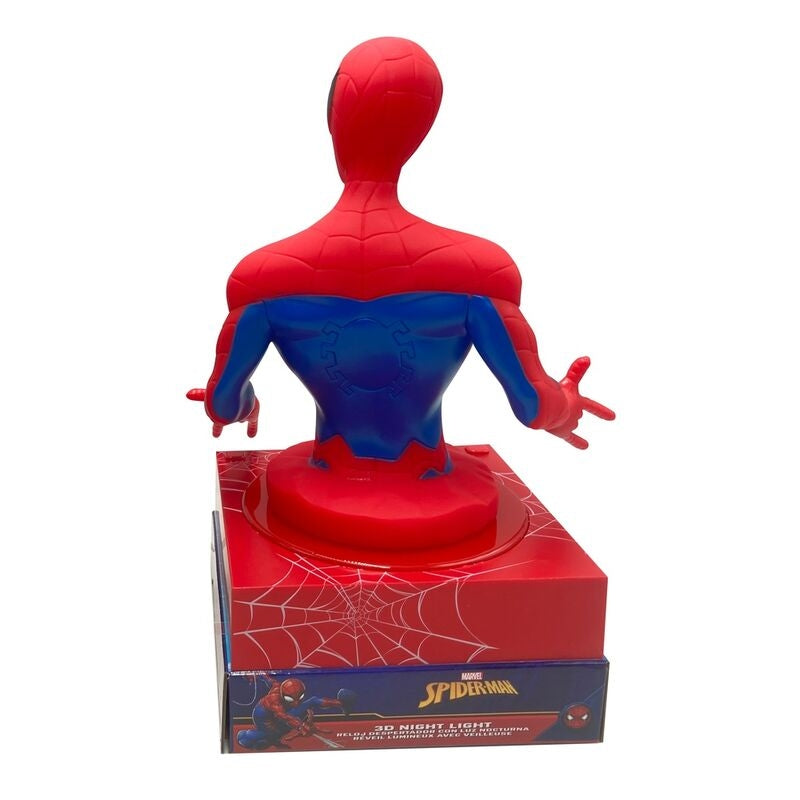 Spiderman 3D-lampa med väckarklocka och LED-ljus