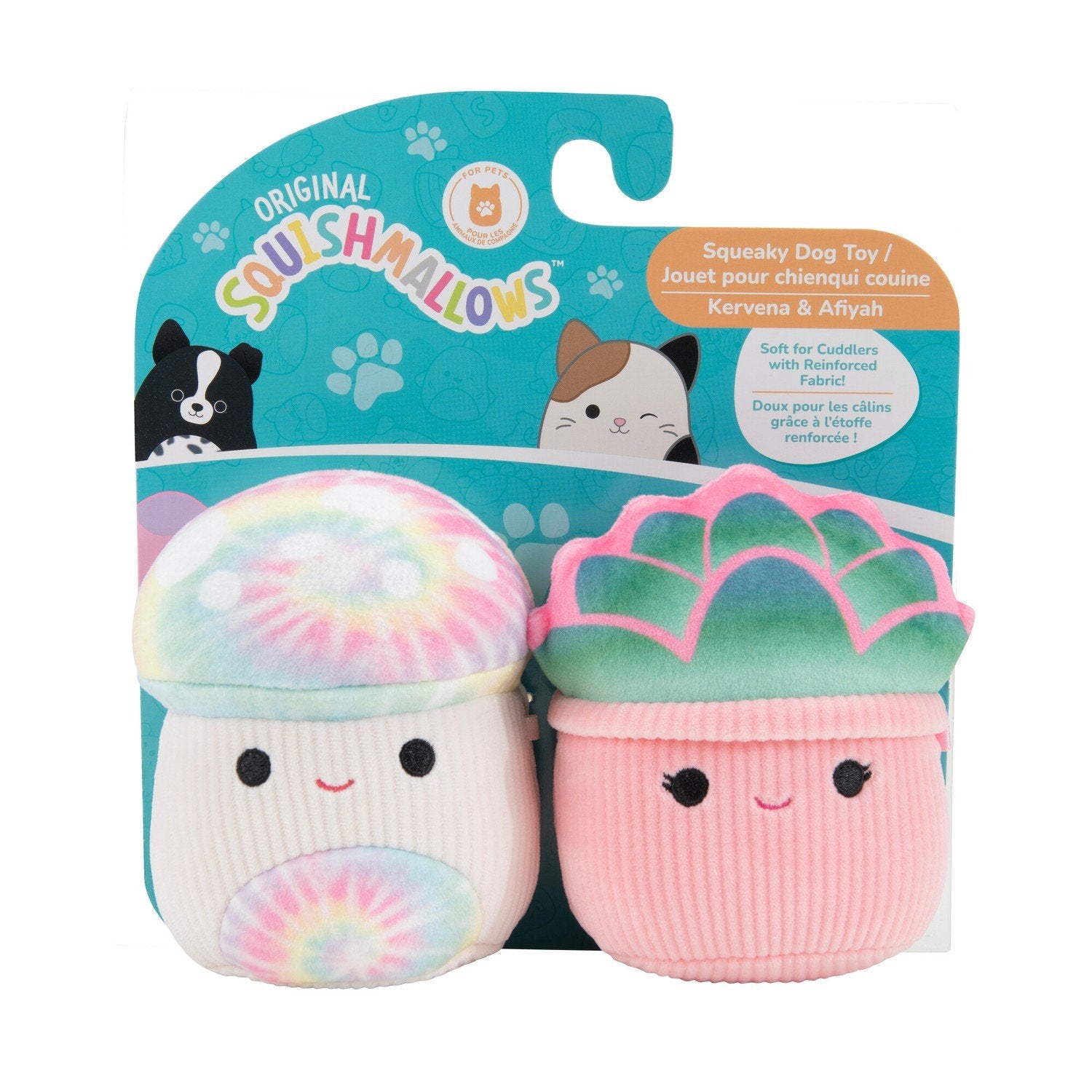 Squishmallows to-pak knirkende plys hundelegetøj, 9 Cm