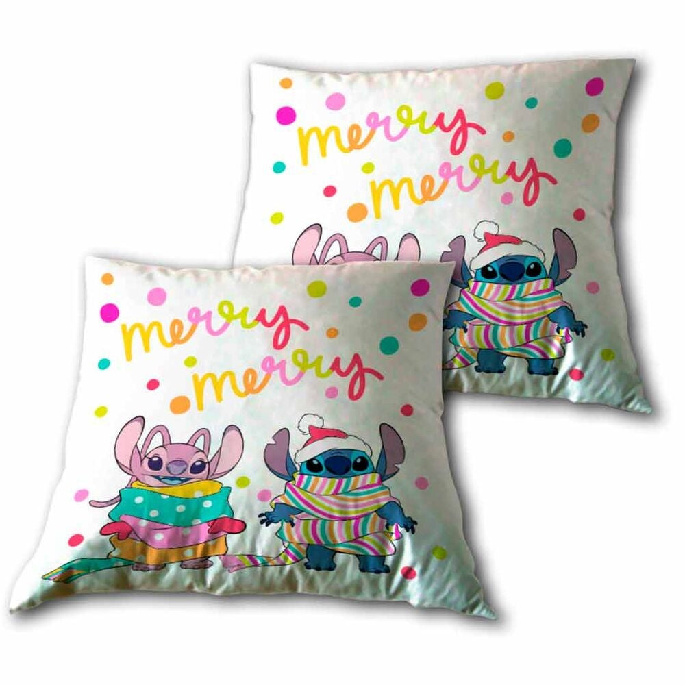 Stitch & Angel Cushion - Mjuk plysch, 18x18 tum