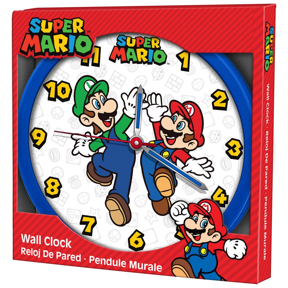 Super Mario Bros väggklocka, klassisk design, 12-tums storlek