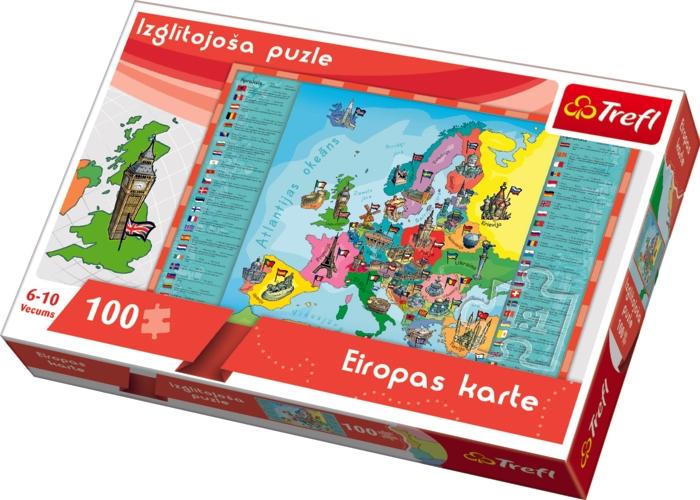 Trefl Educational Puzzle 100 Europe (på lettiska språk.)