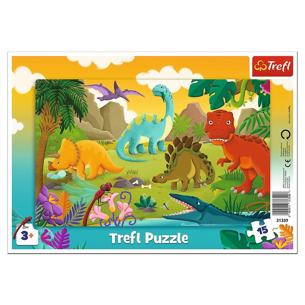 Trefl Frame Puzzle Dinosaurs, 15 st