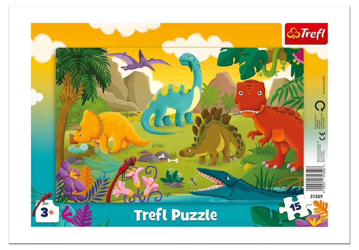 Trefl Frame Puzzle Dinosaurs, 15 st