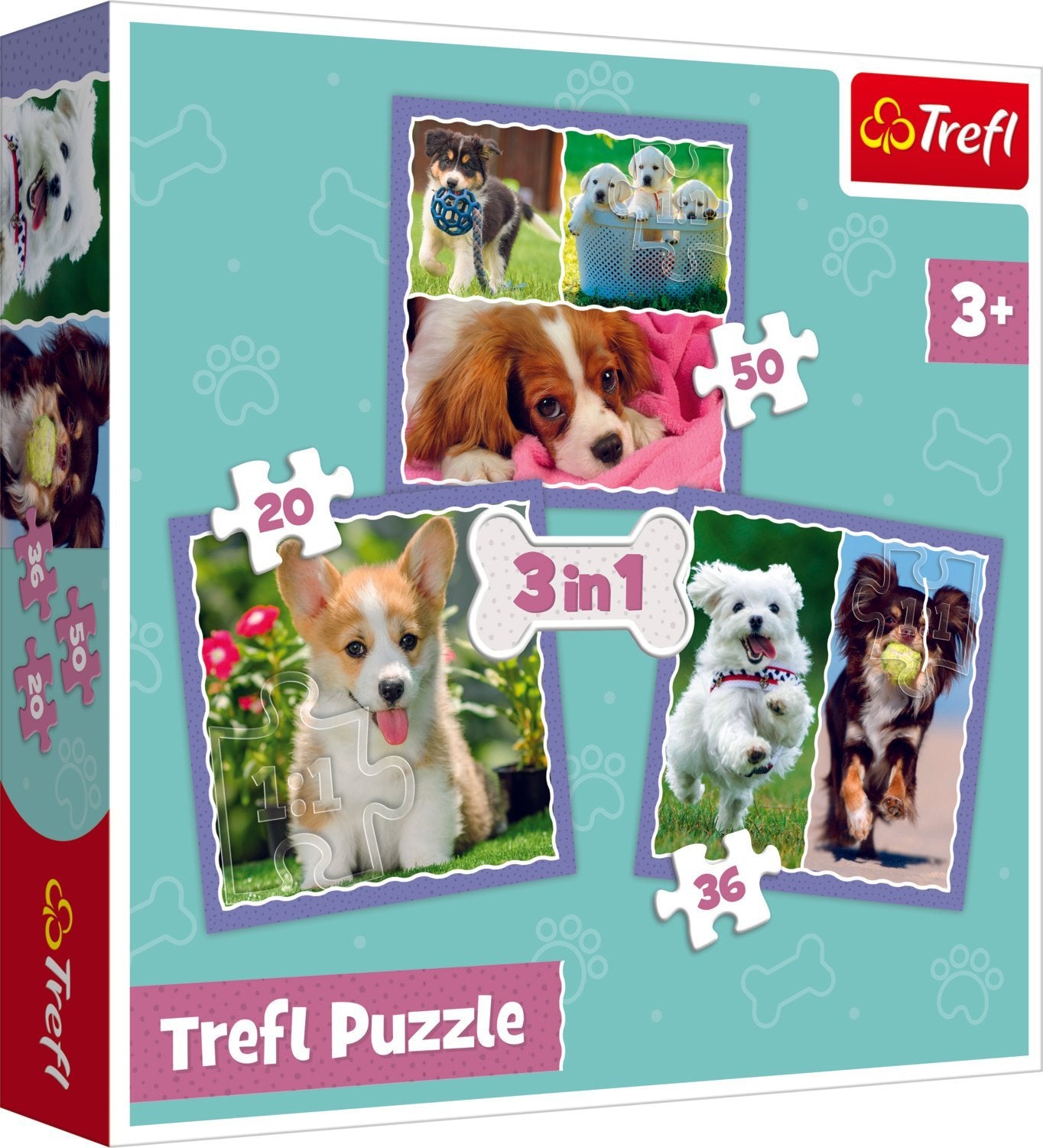 Trefl Puzzle 3 i 1 sæt hvalpe