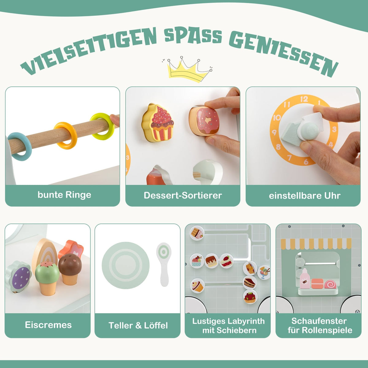 Trägåstol med förvaring – Grön, Montessorileksak