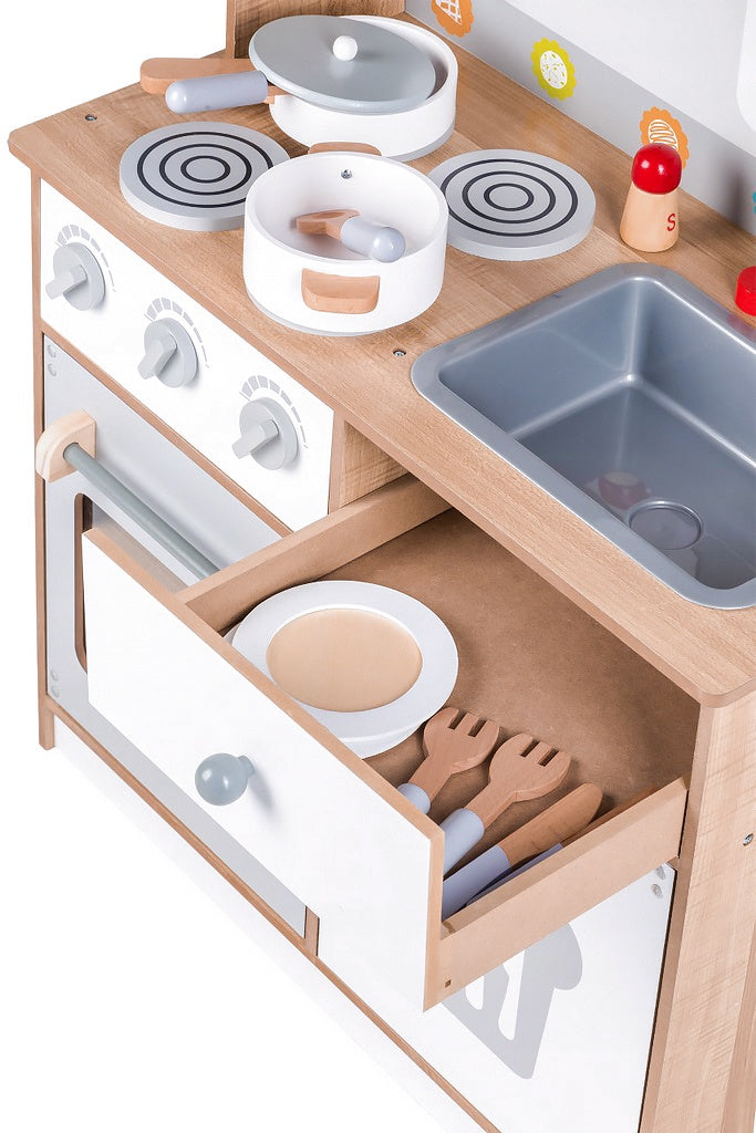 Trälekök för barn med extra tillbehör, ECOTOYS