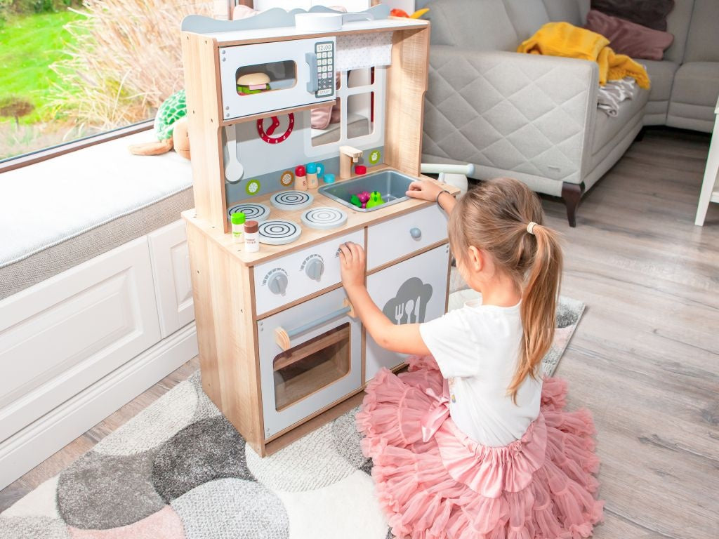 Trälekök för barn med extra tillbehör, ECOTOYS